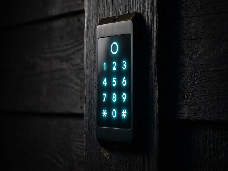 Modern smart lock keypad close-up